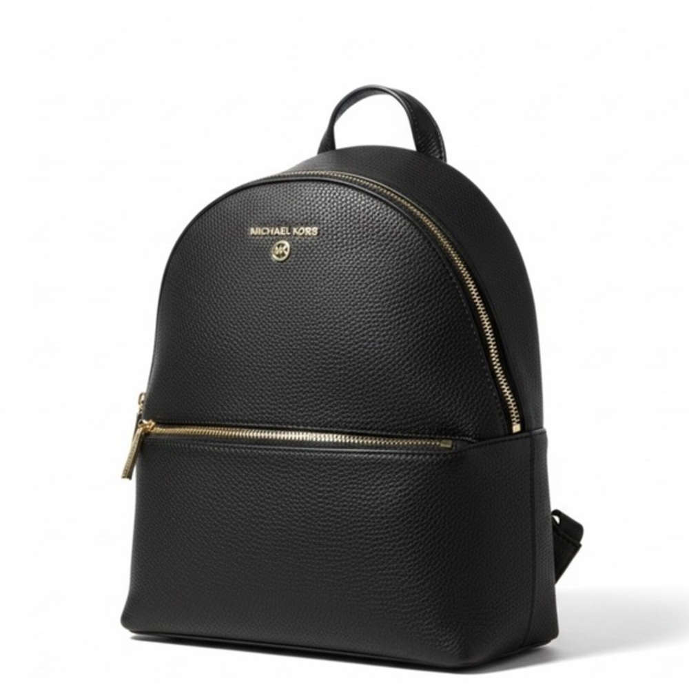 Michael Kors Pebbled Leather Backpack Black Gold Hardware EUC